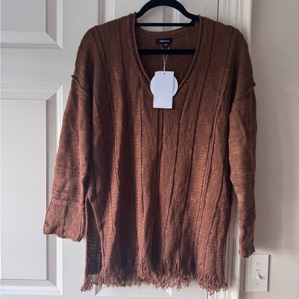 Brown Fringed Women's Sweater